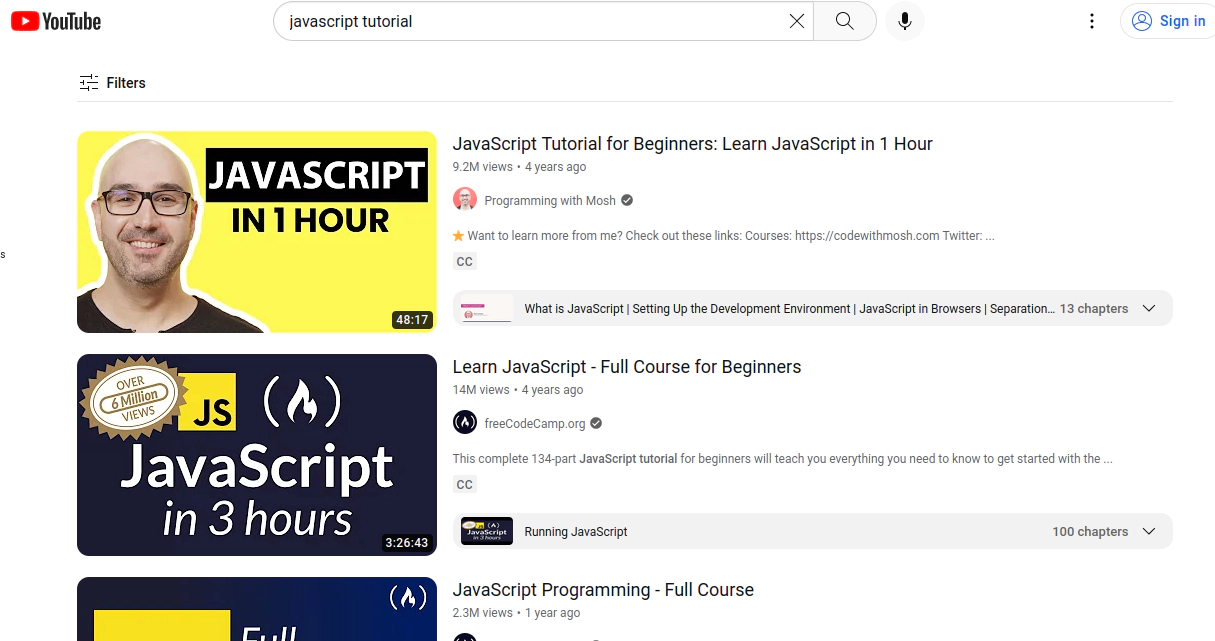 JavaScript Tutorial YouTube