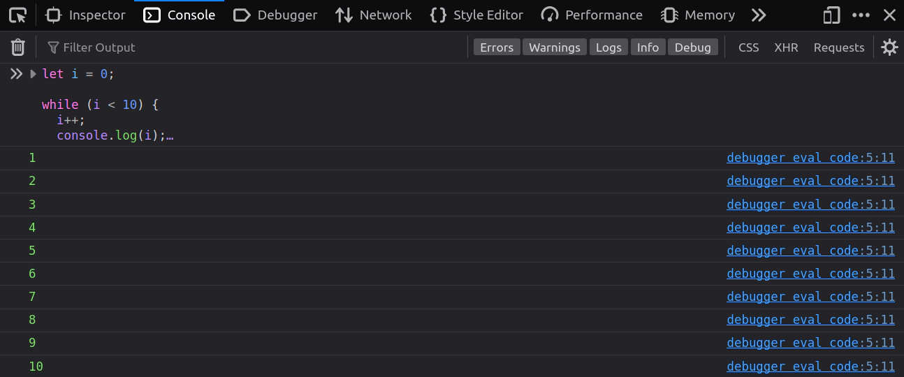 While loop in JavaScript